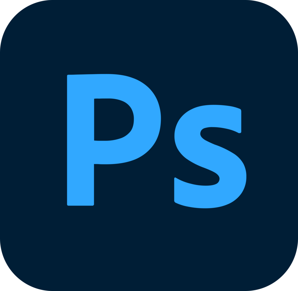 Adobe Photoshop logo, a blue "Ps" within a dark blue square.