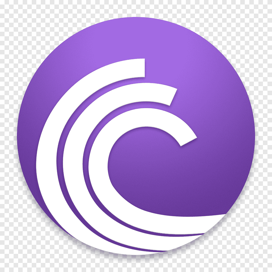 BitTorrent logo, a stylized purple circle with three white, curved lines resembling waves.