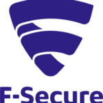 F-Secure logo, a stylized letter "F" with a shield-like shape behind it, in blue.