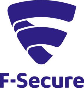 F-Secure logo, a stylized letter "F" with a shield-like shape behind it, in blue.