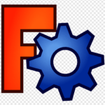 FreeCAD logo containing a red F and a machine part in blue