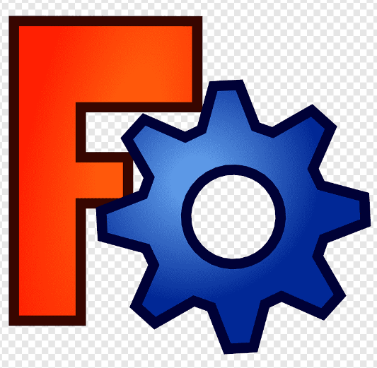 FreeCAD logo containing a red F and a machine part in blue