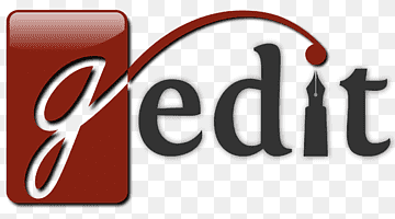 Gedit logo, a stylized "g" with the word "edit" written in a flowing script, with a pen nib above the "t".