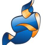 Jitsi Desktop logo, a stylized, blue and orange figure resembling a person in motion, symbolizing communication and connectivity.