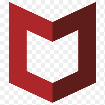 McAfee Antivirus logo, a stylized, shield-shaped "M" in red.