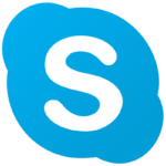 Microsoft Skype logo, a white letter "S" inside a blue, speech bubble-shaped icon.