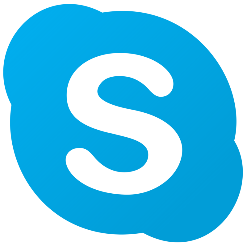 Microsoft Skype logo, a white letter "S" inside a blue, speech bubble-shaped icon.