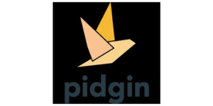 Pidgin logo, a stylized, abstract figure resembling a bird with outstretched wings, accompanied by the word "Pidgin" in a sans-serif font.