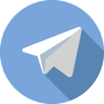 Telegram logo, a white paper airplane inside a blue circle.