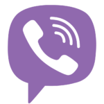 Viber logo, a white telephone receiver inside a purple speech bubble with sound waves emanating from it.