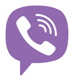 Viber logo, a white telephone receiver inside a purple speech bubble with sound waves emanating from it.