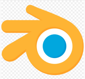 Blender Logo. Orange circle with a white "B" inside, representing the Blender 3D software