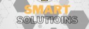 Smart Solutions logo featuring a light bulb symbol with hexagonal patterns in the background.